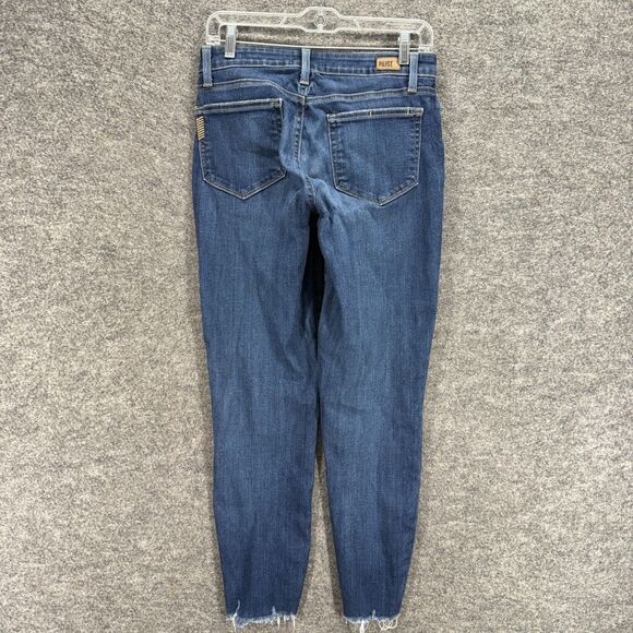 Paige Jeans Women 28 Plus Blue Denim Medium Wash Verdugo Ankle Mid Rise Cut Off - Picture 2 of 9